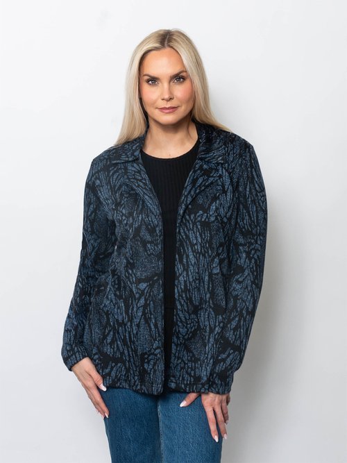 Double Knit Jacquard Open Front Blazer in New York - Casual Office Outfit - Double Knit Blazer Women (layer)