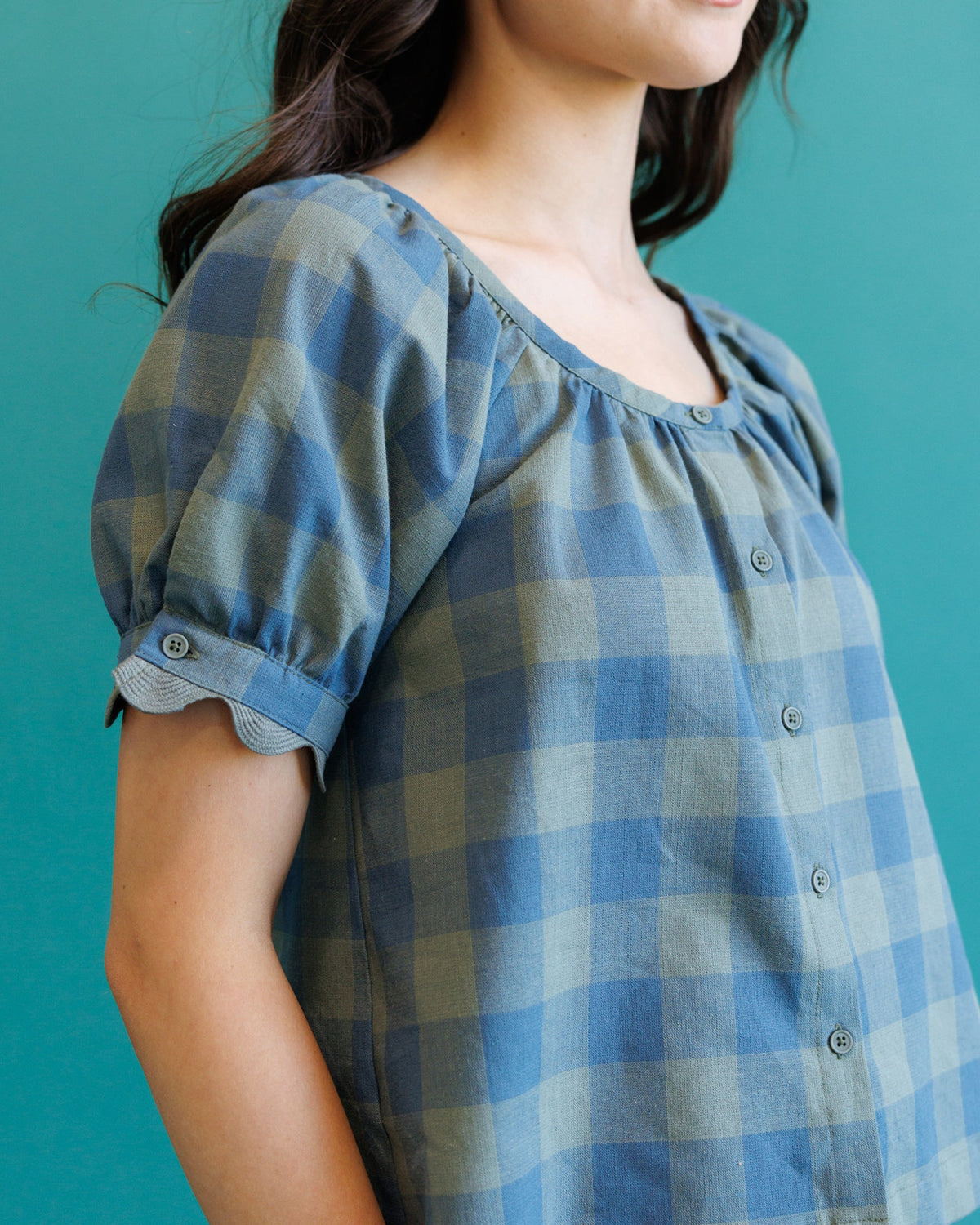 Downeast Checks Notes Top - MeeeShop Women's Fashion