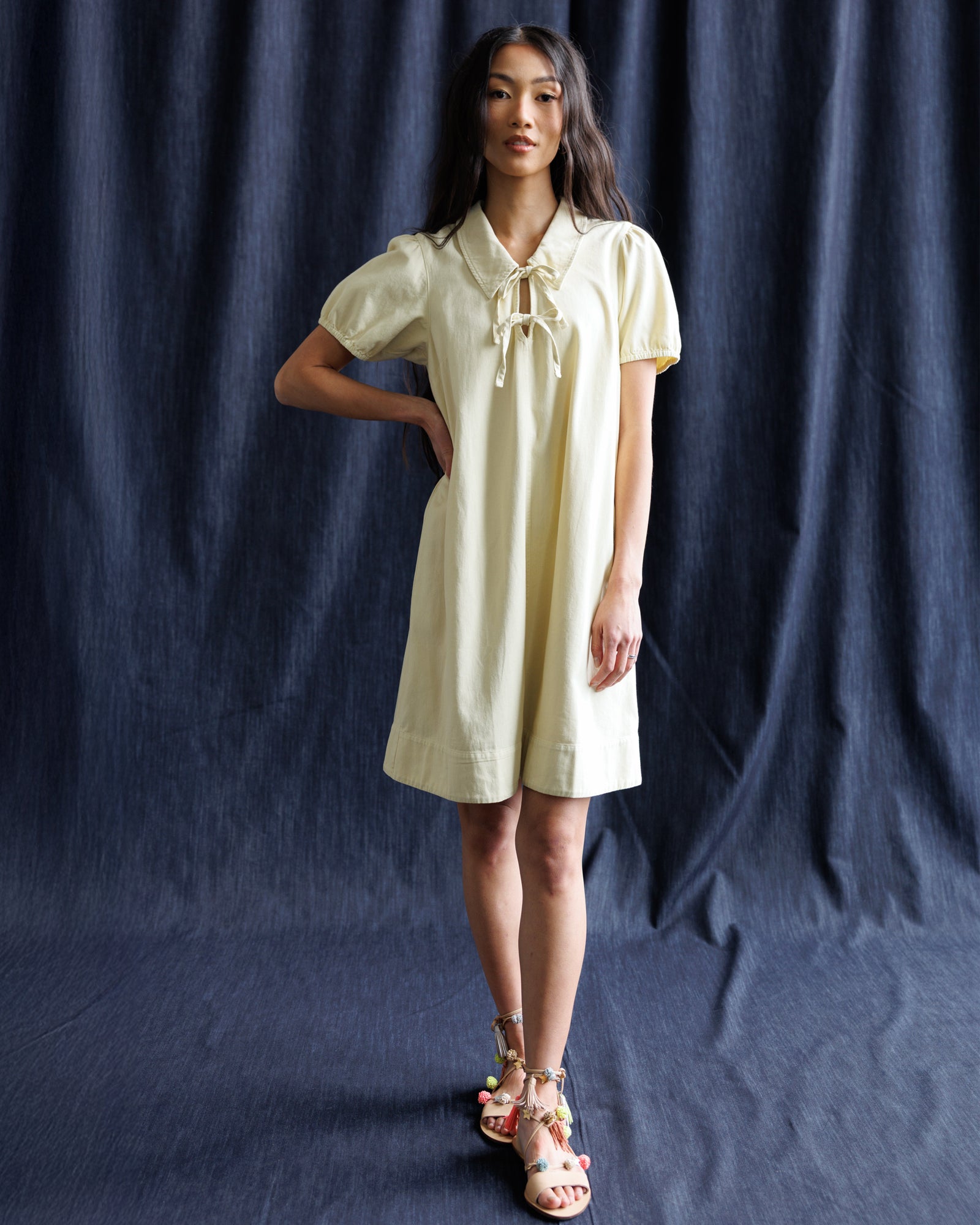 Downeast Demure Denim Dress in M view 3 - Downeast Denim Dress