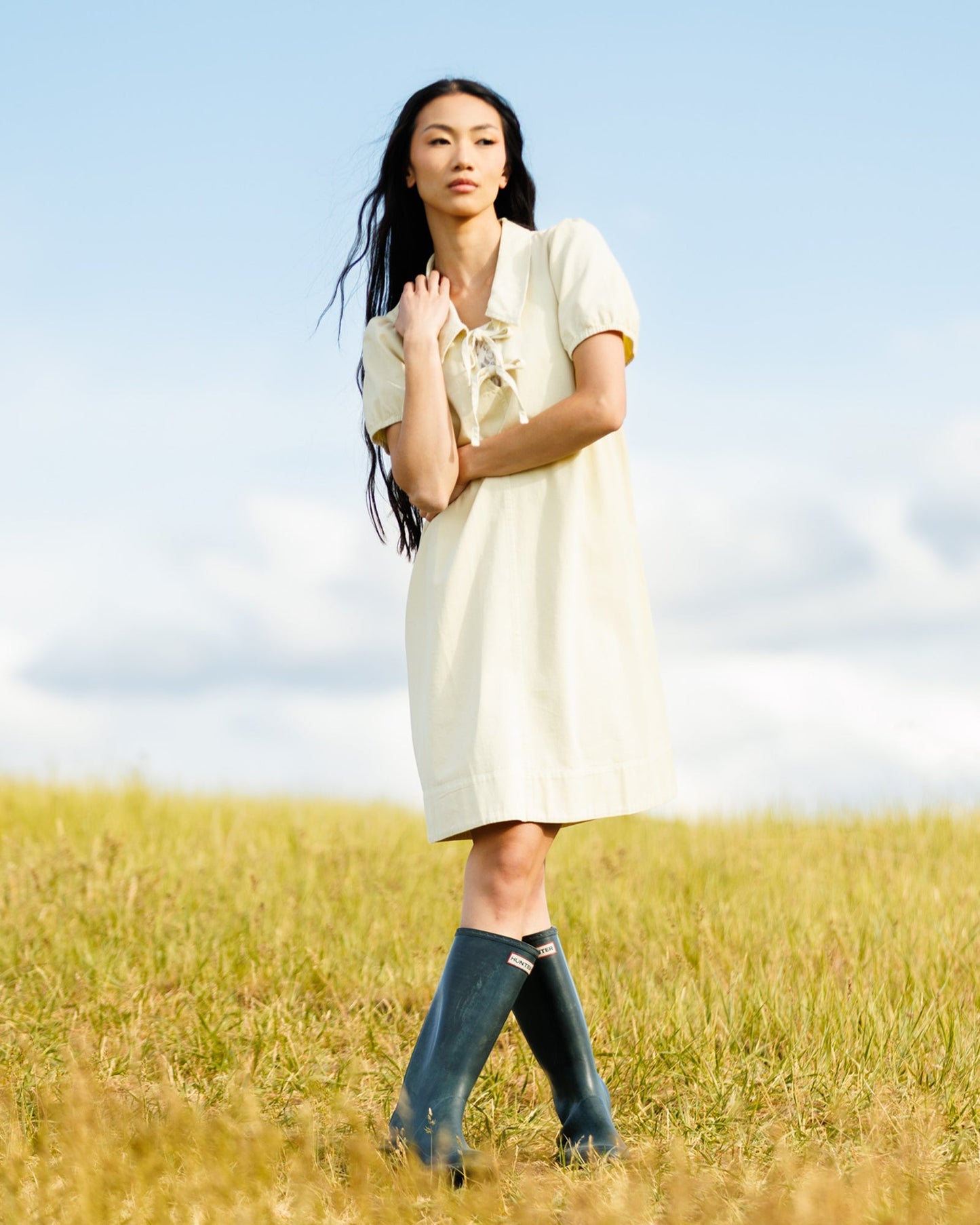 Downeast Demure Denim Dress in XS - Downeast Denim Dress