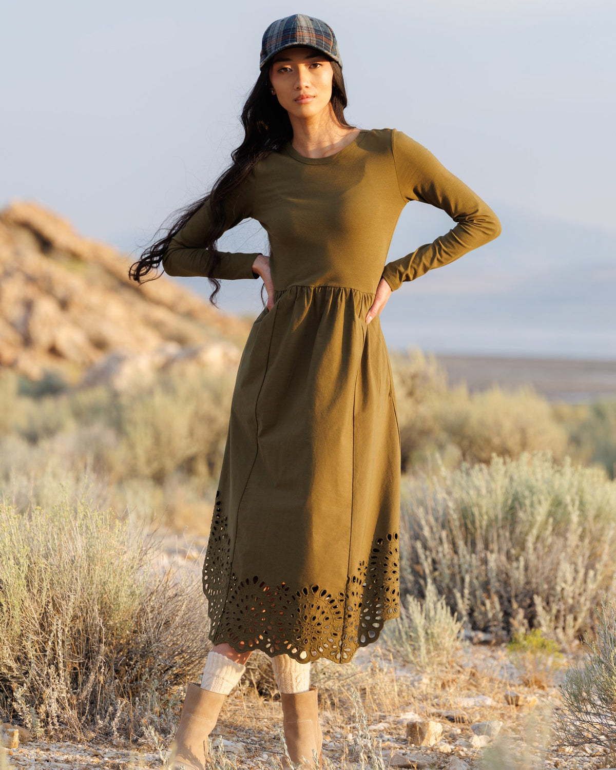 Downeast Embroidered Hybrid Dress in XS