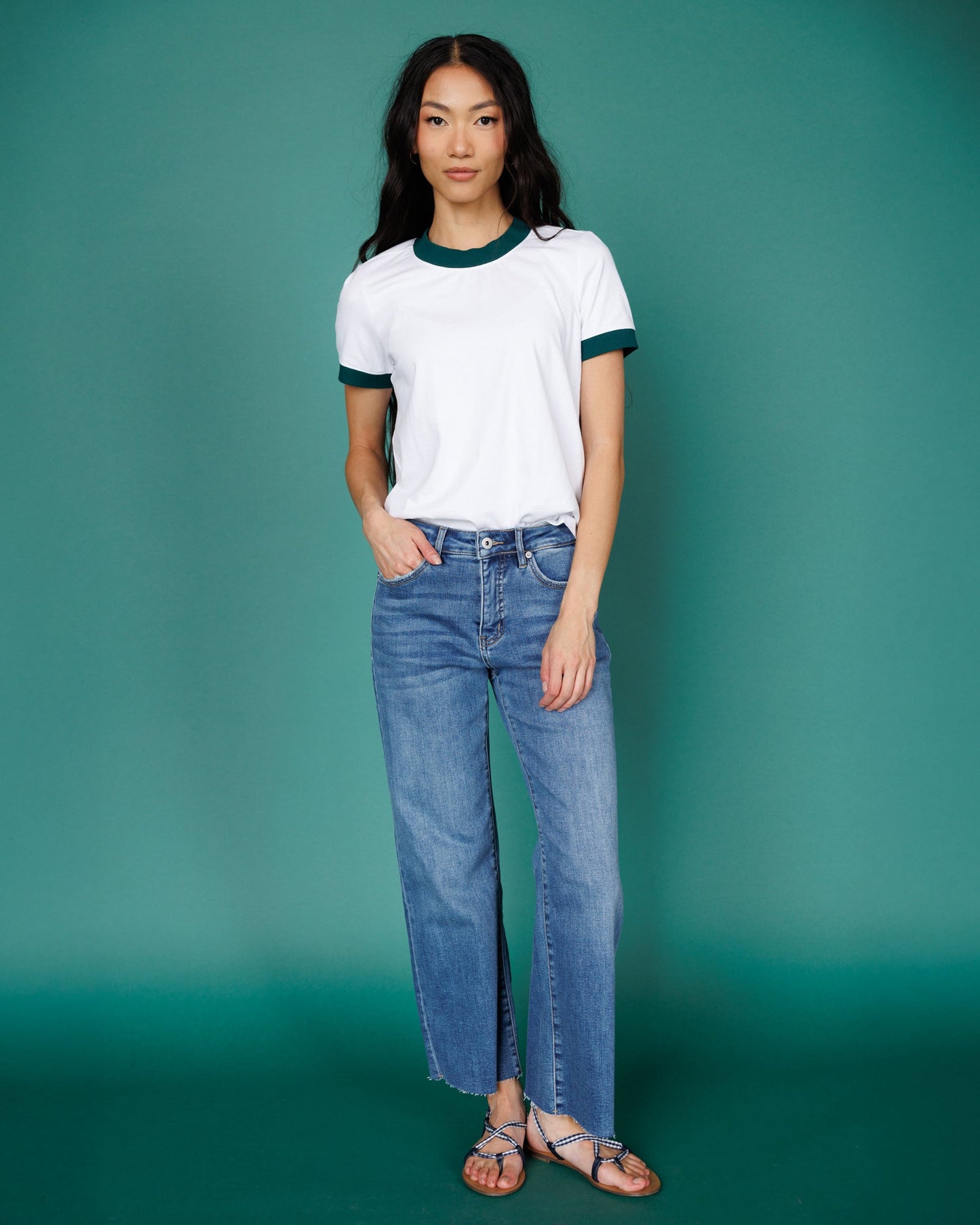 Downeast High Rise Wide Leg Jeans in 25 - High-Waisted (bottom)