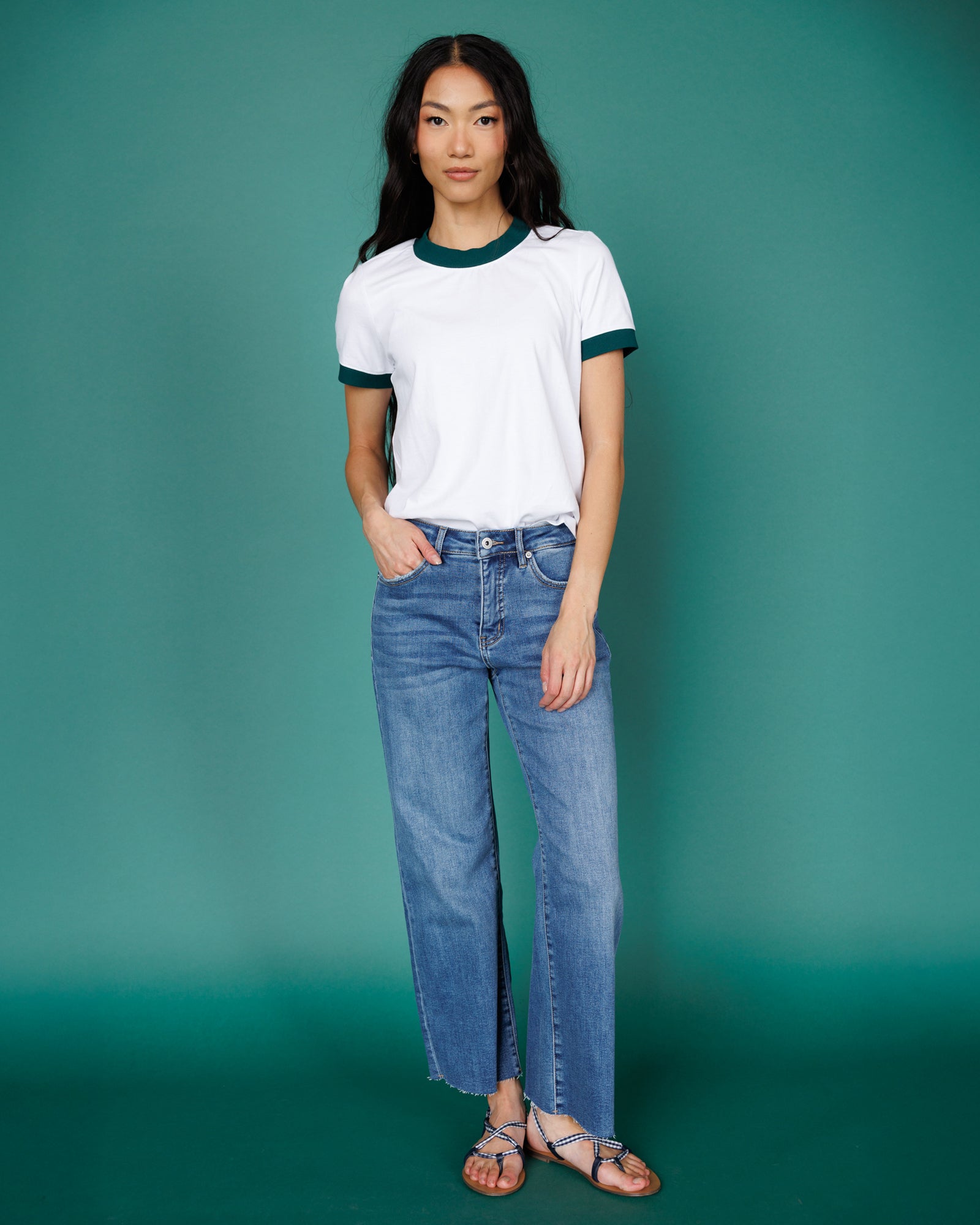Downeast High Rise Wide Leg Jeans in 25 - High-Waisted (bottom)