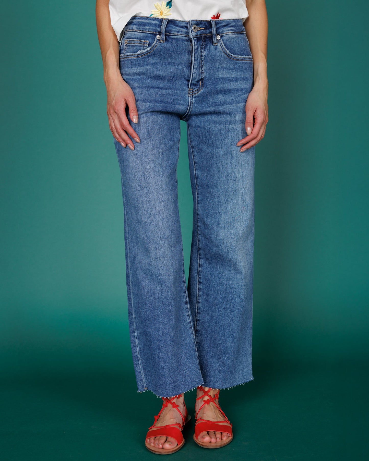 Downeast High Rise Wide Leg Jeans in 28 view 4 - High-Waisted (bottom)