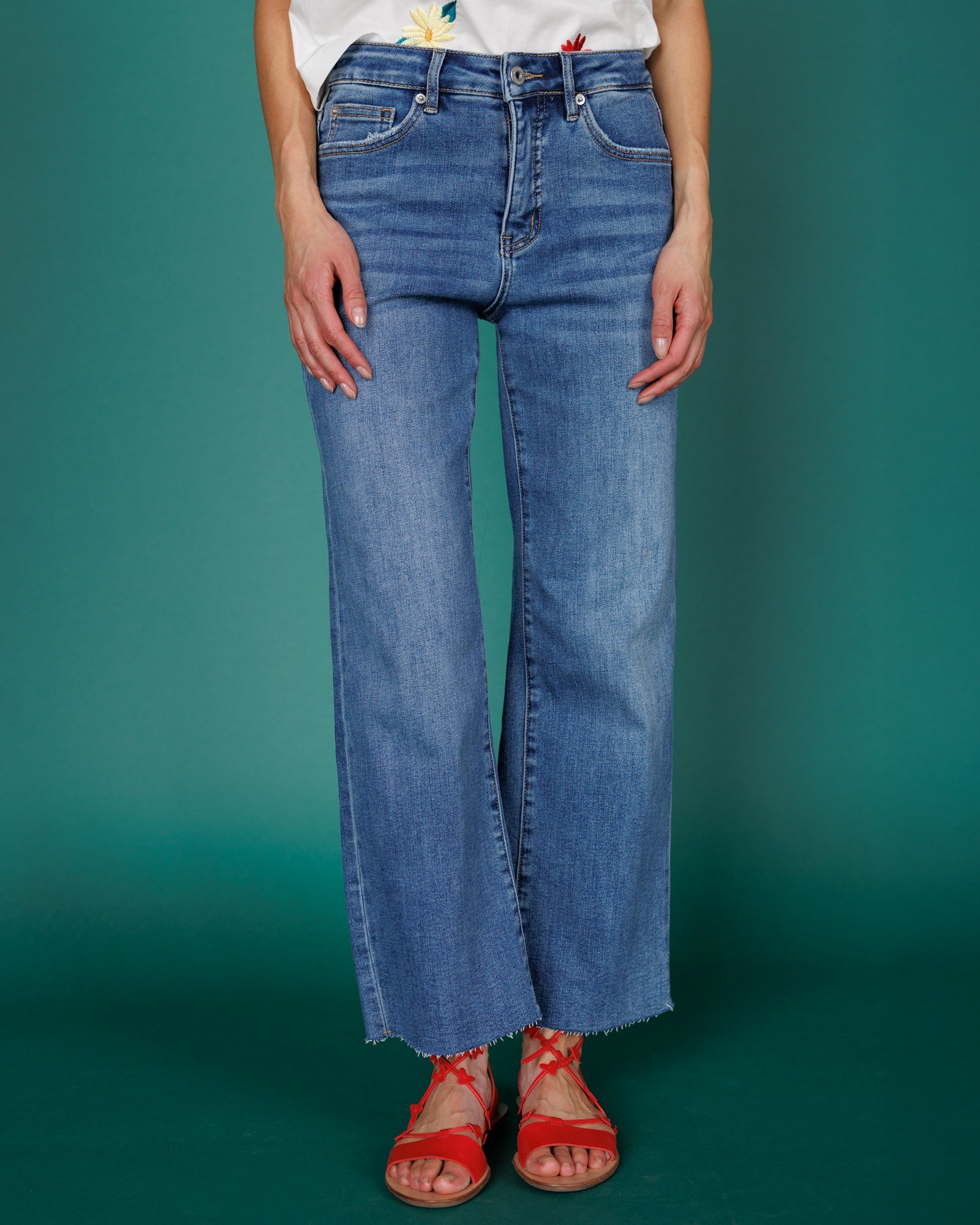 Downeast High Rise Wide Leg Jeans in 28 view 4 - High-Waisted (bottom)