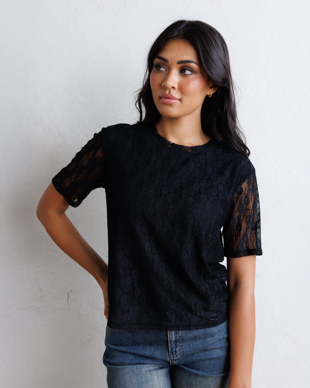 Downeast Laid Back Lace Tee in M view 3 (top)