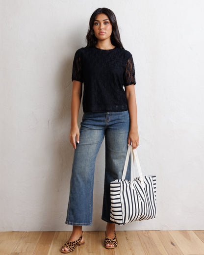 Downeast Laid Back Lace Tee in XXL view 6 (top)