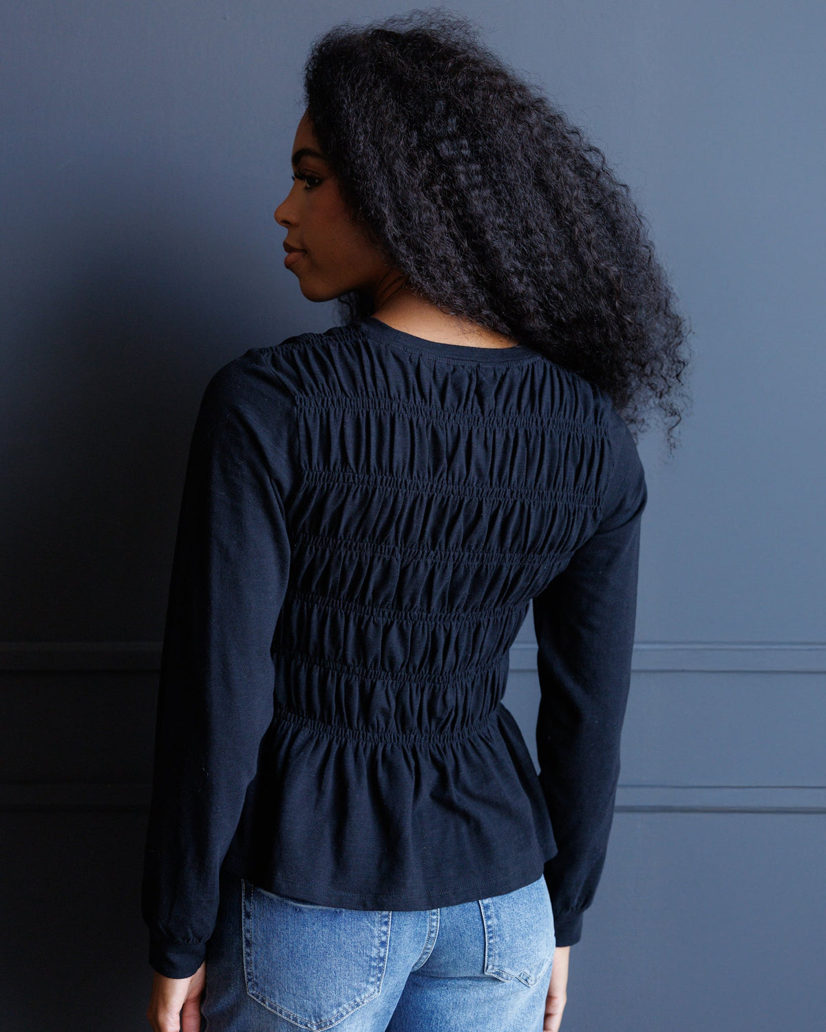 Downeast Long Sleeve Smocked Tee in M view 3 - Long Smocked Top