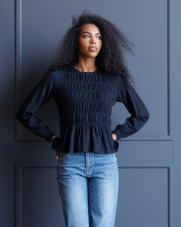 Downeast Long Sleeve Smocked Tee in S view 2 - Downeast Long Sleeve Tee (top)