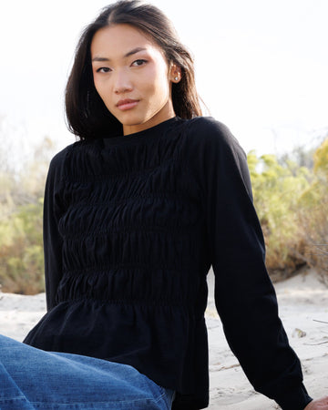 Downeast Long Sleeve Smocked Tee in XS - Downeast Long Sleeve Tee (top)
