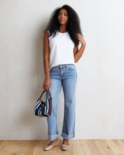 Downeast Mid-rise Wide Stripe Jeans in 25 - Mid Rise Jeans Womens (bottom)