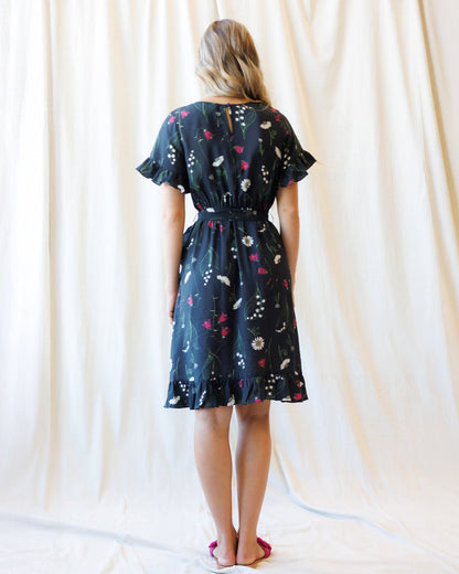 Downeast Ruffle & Wrap Dress in L view 4 - Ruffle Wrap Dress With Sleeves