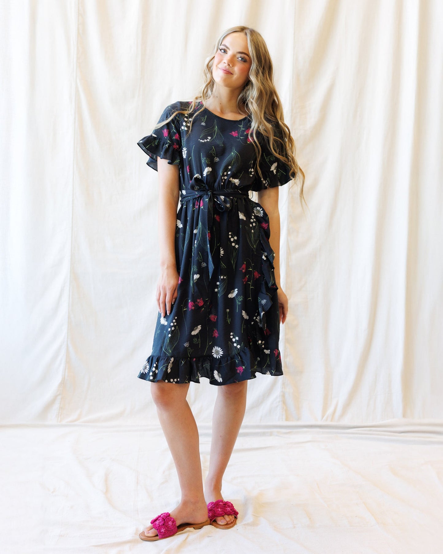 Downeast Ruffle & Wrap Dress in M view 3 - Ruffle Wrap Dress With Sleeves