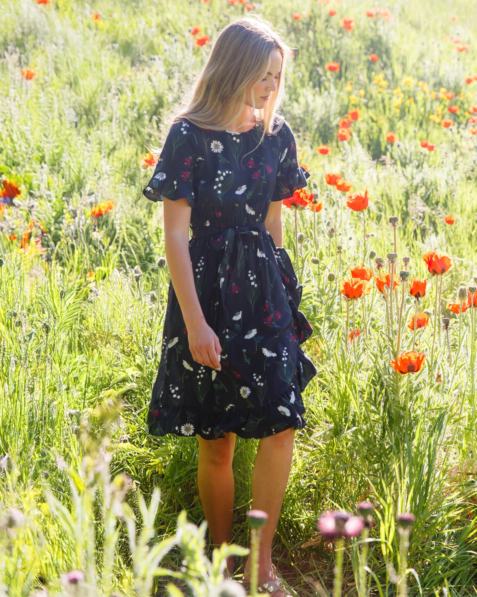 Downeast Ruffle & Wrap Dress in XS - Ruffle Wrap Dress With Sleeves