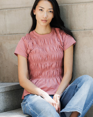 Downeast Smocked Tee in XS (top)