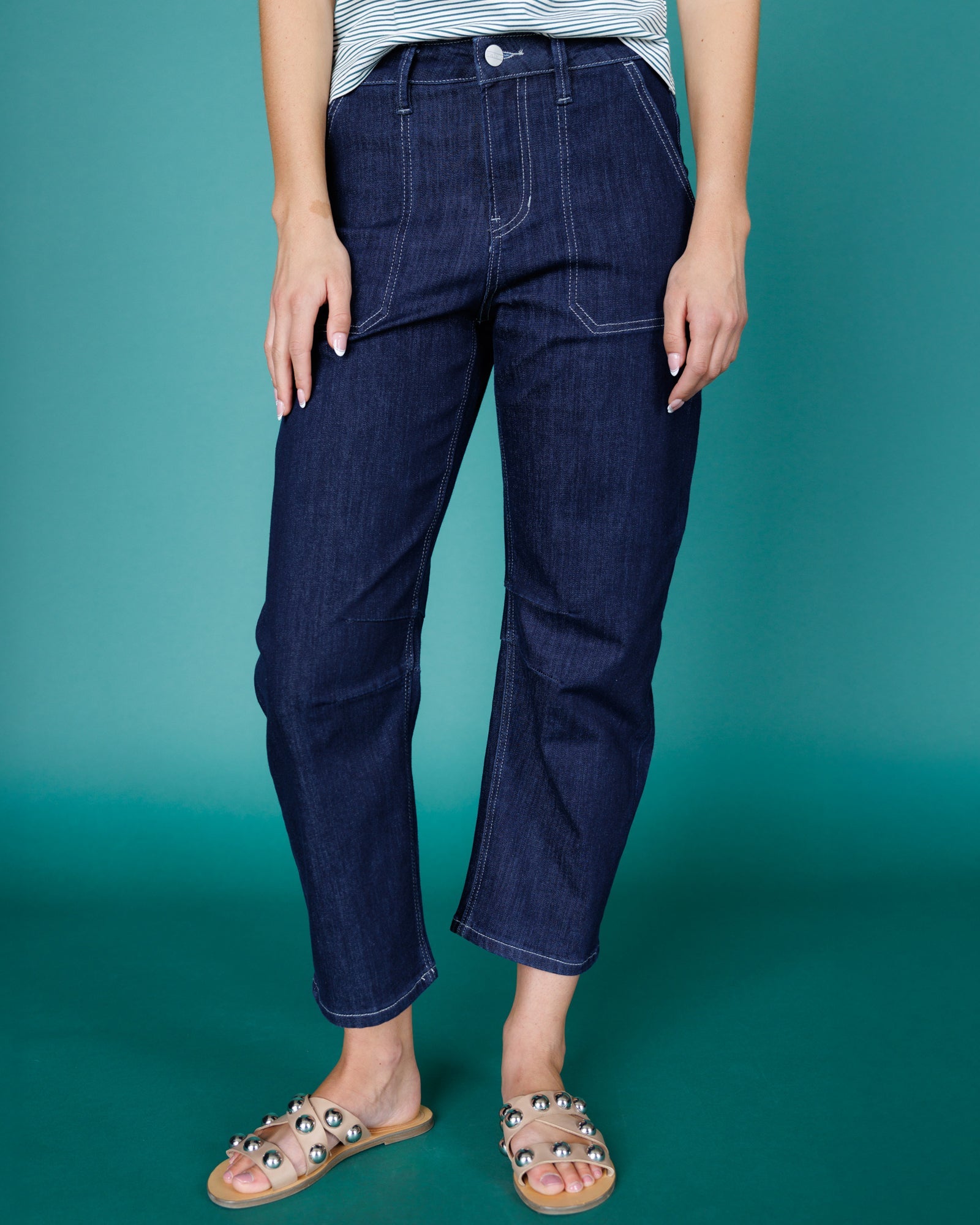 Downeast Super High Rise Barrel-leg Jeans in 27 view 3 - High-Waisted (bottom)
