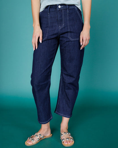 Downeast Super High Rise Barrel-leg Jeans in 27 view 3 - High-Waisted (bottom)