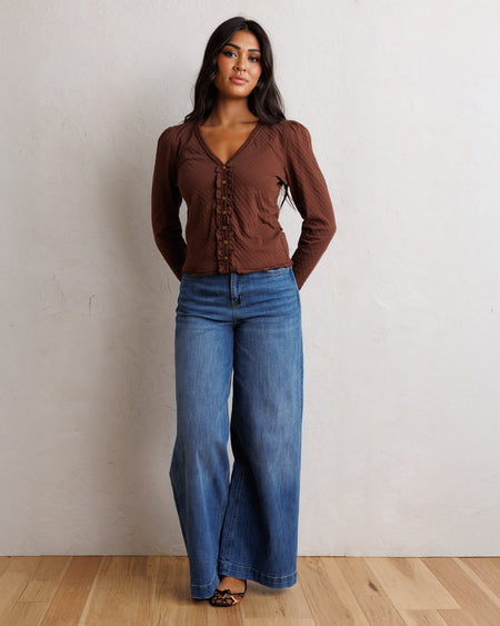Downeast Super High Wide Leg Slouchy Wash Jeans