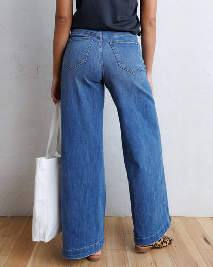 Downeast Super High Wide Leg Slouchy Wash Jeans in 30 view 6 - High Speed Washing Machine (bottom)