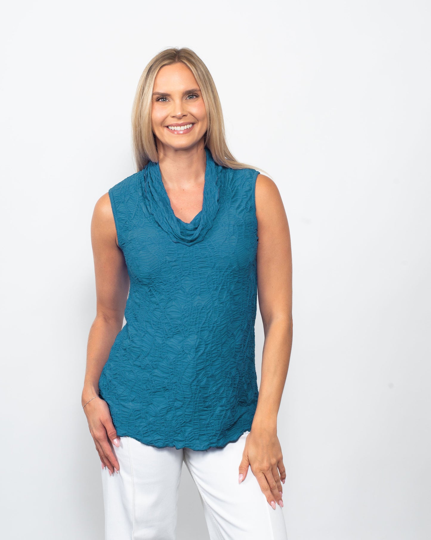 Dreamcatcher Sleeveless Cowl Neck Top in Black view 4 - Dreamcatcher Tank Top