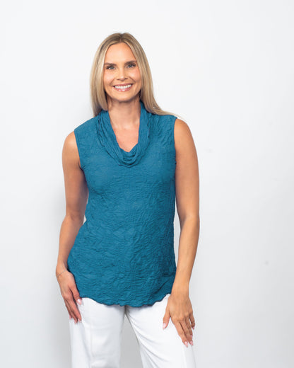 Dreamcatcher Sleeveless Cowl Neck Top in Black view 4 - Dreamcatcher Tank Top