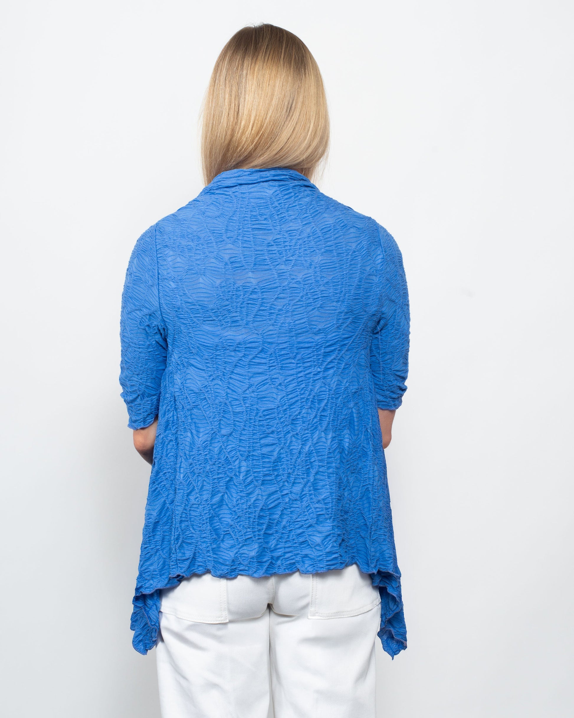 Dreamcatcher Waterfall Cardigan in Periwinkle view 4 - Fall Wardrobe Essential - Dreamcatcher Cardigan Crochet (top)