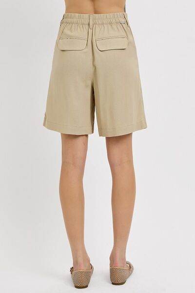 RISEN High Rise Pleated Front Shorts - us.meeeshop