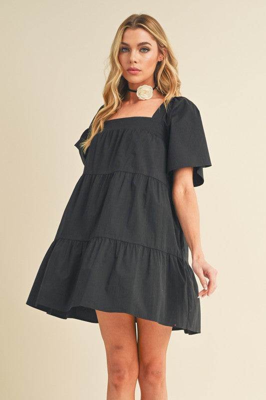 Aemi + Co Square Neck Half Sleeve Tiered Dress - us.meeeshop