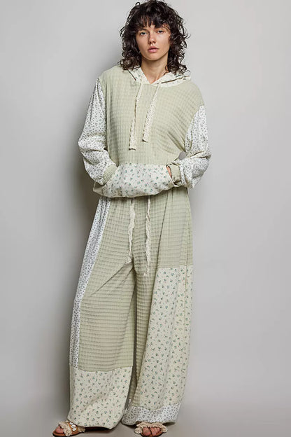 pol patchwork mixed POL Patchwork Mixed Knit Wide Leg Pants view 4 (bottom) - shop at us.meeeshop