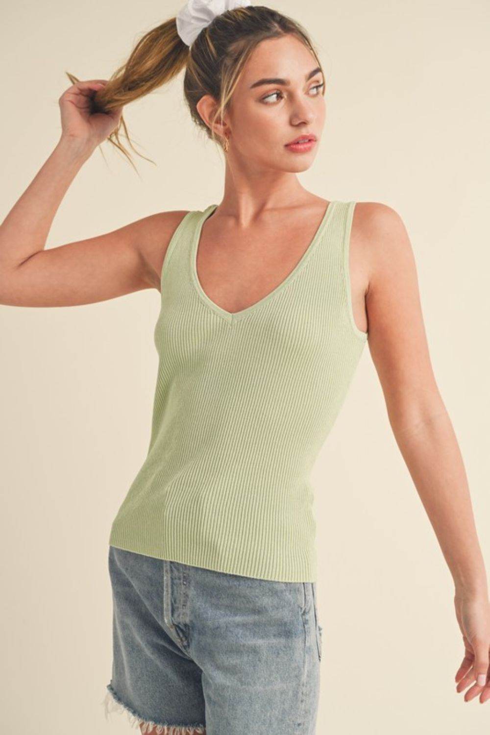 Aemi + Co Ribbed Wide Strap Knit Tank - us.meeeshop