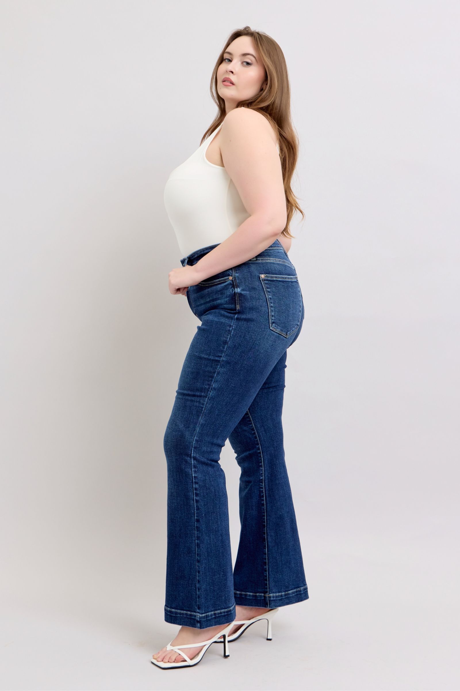 Judy Blue | High Rise Flare Jeans with Pockets Plus Size - us.meeeshop