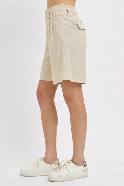 RISEN High Rise Pleated Front Shorts - us.meeeshop