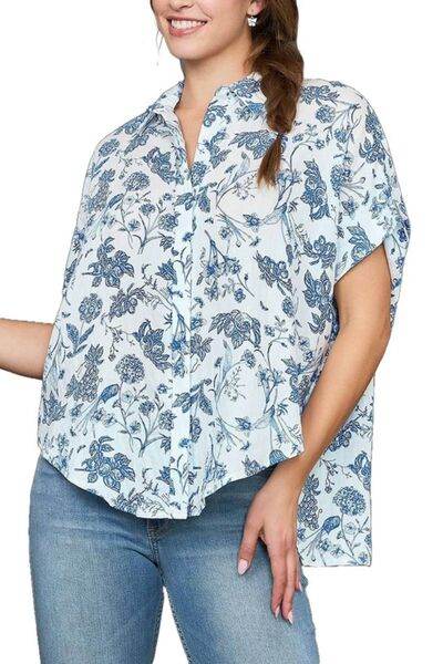 Umgee | Two Tone Floral Print Top Plus Size - us.meeeshop