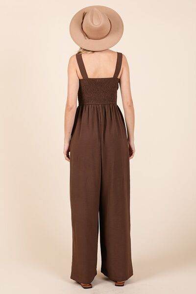 Mittoshop Smocked Wide Strap Wide Leg Overalls - us.meeeshop