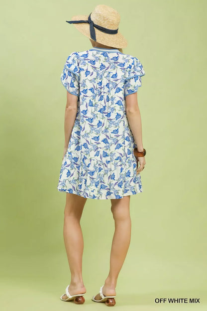 umgee floral flutter Umgee Floral Flutter Sleeve Tiered Dress view 4 (dress) - shop at us.meeeshop