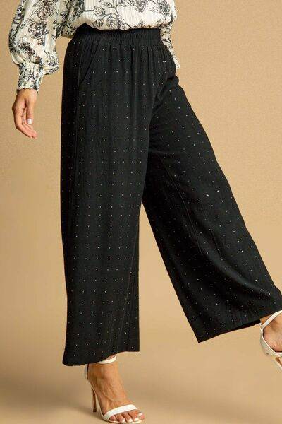 Umgee High Waisted Embellished Linen Pants Plus Size - us.meeeshop