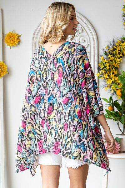 Heimish Full Size Multi Color Snake Open Cardigan Plus Size - us.meeeshop