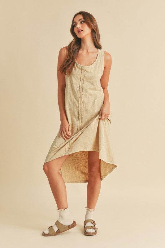 Aemi + Co High-Low Hem Scoop Neck Midi Tank Dress - us.meeeshop