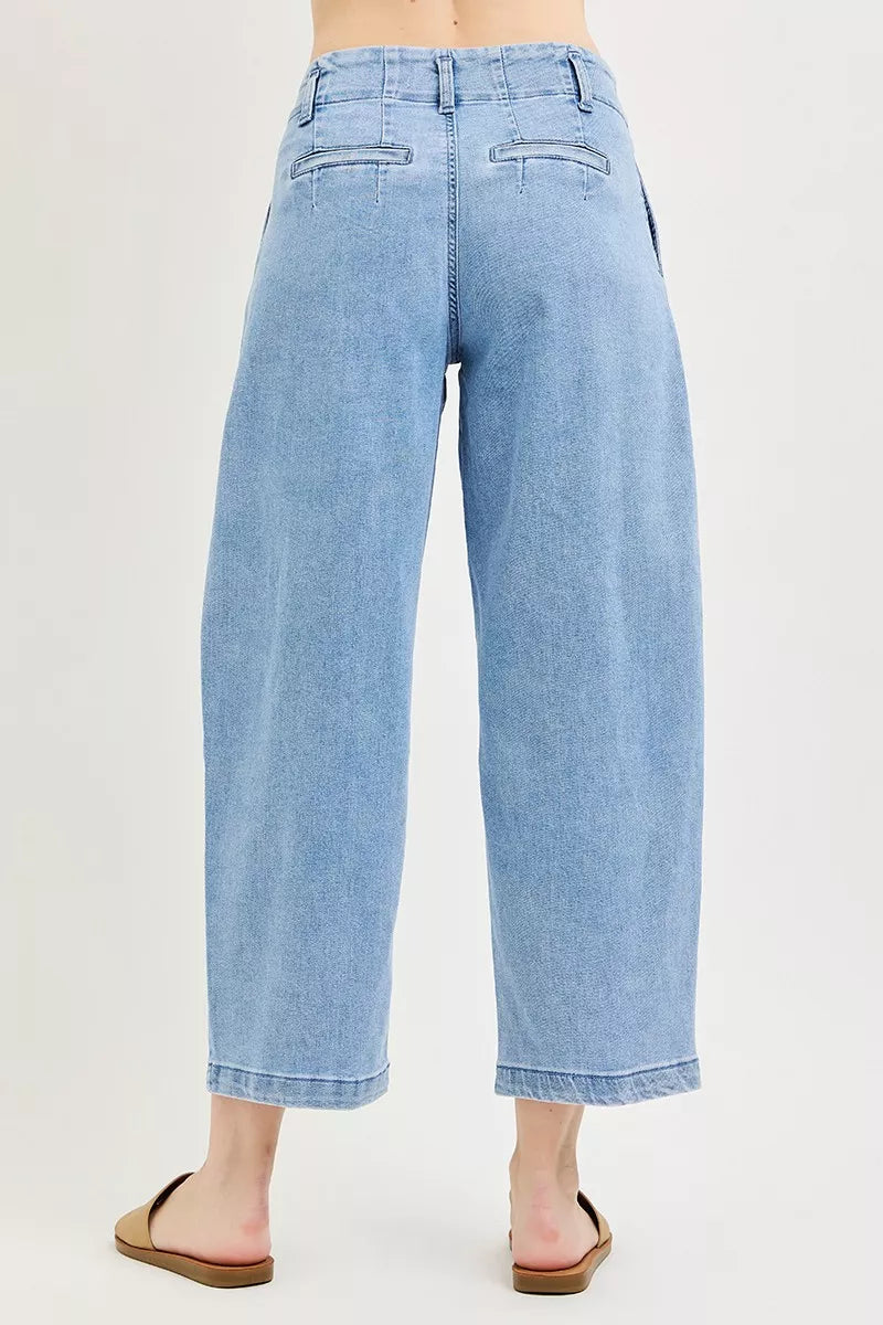 risen slouchy crop Risen Slouchy Crop Barrel Pleated Jeans view 5 (bottom) - shop at us.meeeshop