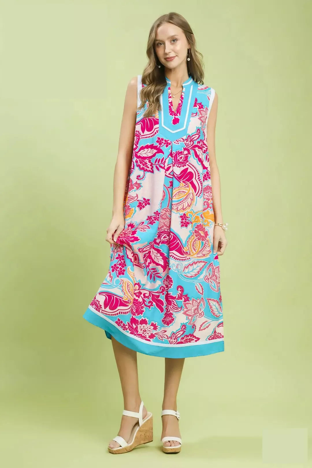 umgee floral sleeveless Umgee Floral Sleeveless Midi Dress with Side Pockets view 4 (dress) - shop at us.meeeshop