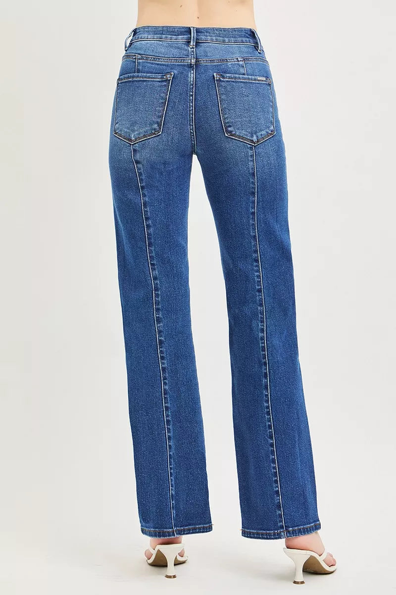 risen high rise Risen High Rise Straight Patch Pocket Seamed Jeans view 5 (bottom) - shop at us.meeeshop