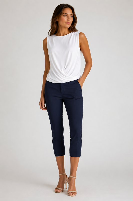 Easy Street Stretch Crop Chino Pant in Navy - Comfort Stretch - Easy Street Pants (bottom)