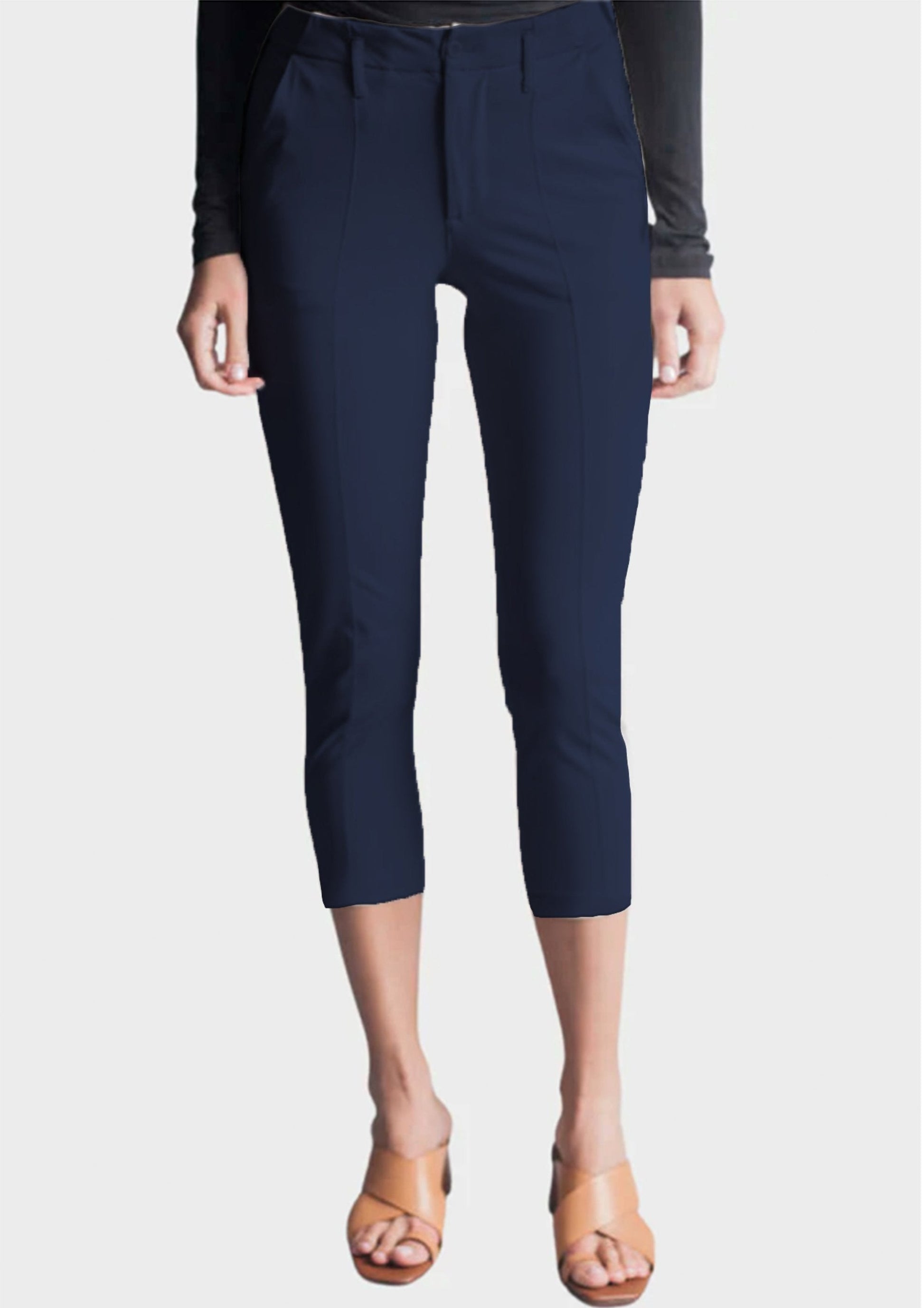 Easy Street Stretch Crop Chino Pant in Navy view 3 - Comfort Stretch - Easy Street Pants (bottom)