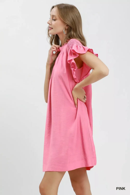 Umgee Ruffle Flutter Sleeve Dress (women's dresses) view 2 - shop at us.meeeshop