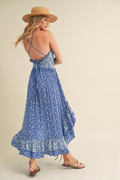 Aemi + Co Ditsy Floral Ruffled Hem Maxi Cami Dress - us.meeeshop