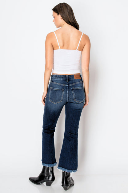 Eco Friendly Corset High Rise Crop Flare Jeans (dark Wash) in 5 (26) view 3 - High-Waisted - Eco Friendly Jeans Brands