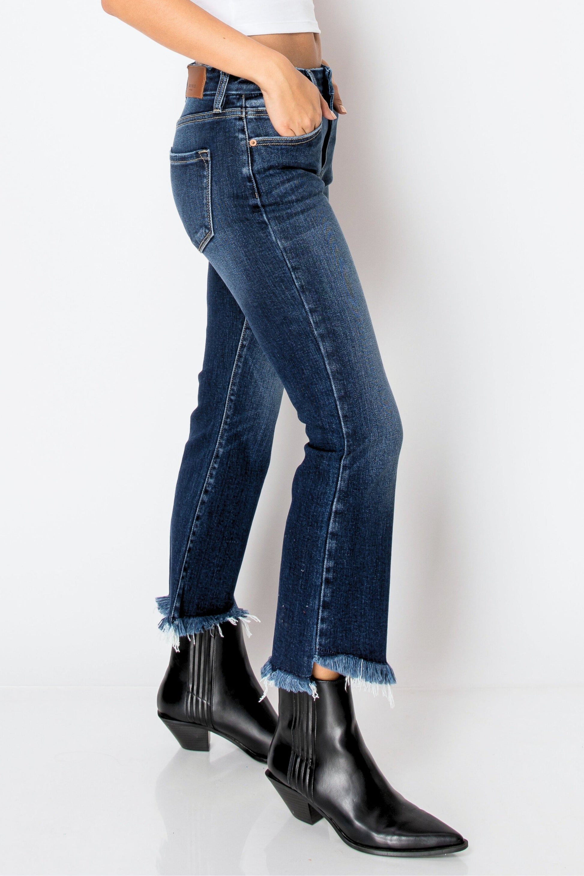 Eco Friendly Corset High Rise Crop Flare Jeans (dark Wash) in 7 (27) view 4 - High-Waisted - Eco Friendly Jeans Brands