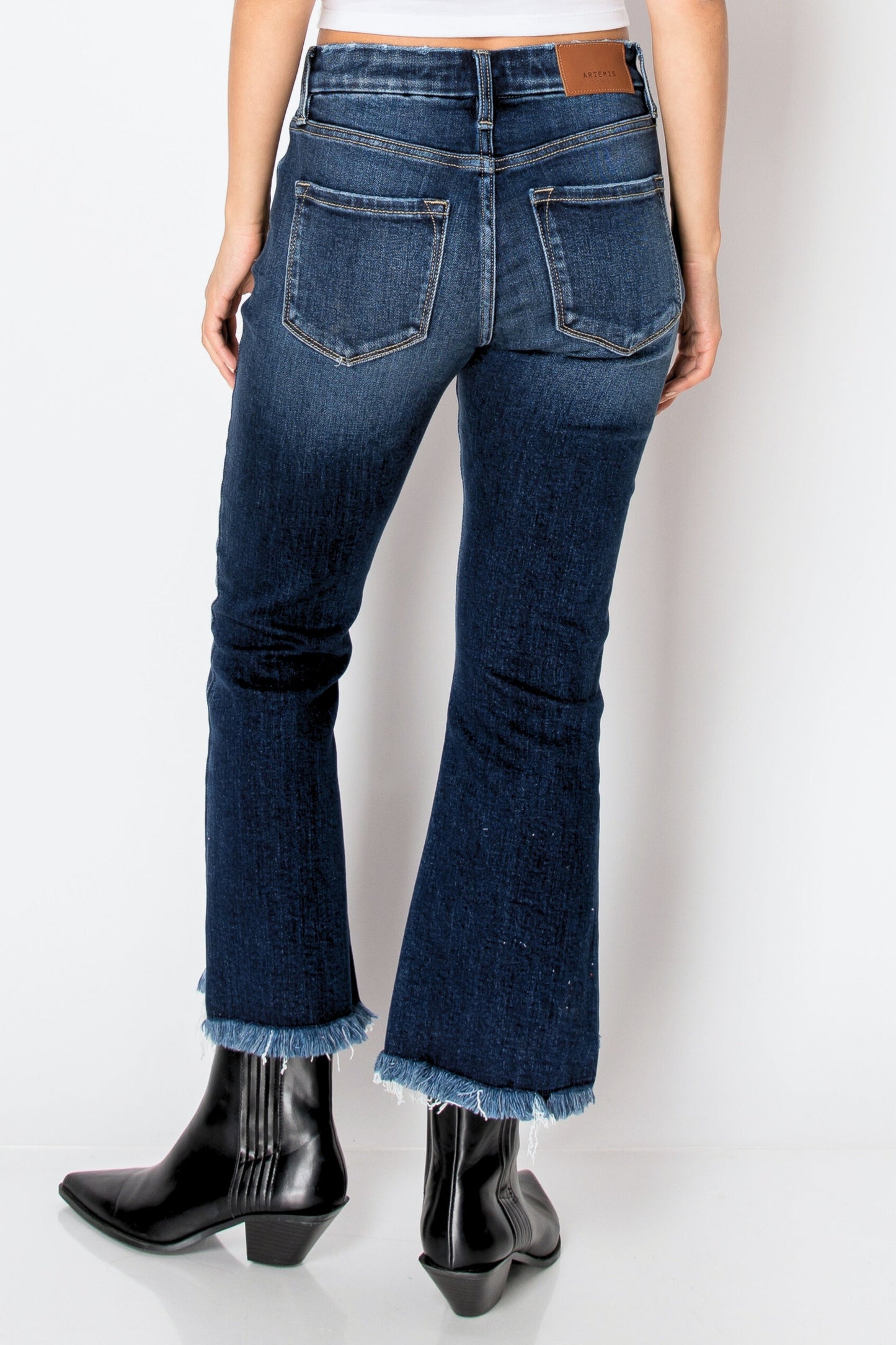 Eco Friendly Corset High Rise Crop Flare Jeans (dark Wash) in 9 (28) view 5 - High-Waisted - Eco Friendly Jeans Brands