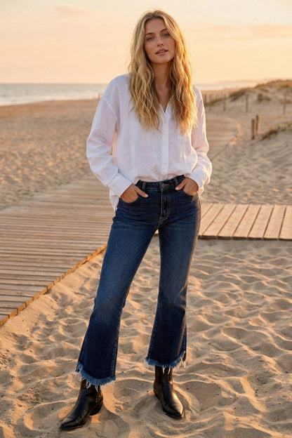 Eco Friendly Corset High Rise Crop Flare Jeans (dark Wash) in 15 (31) view 8 - High-Waisted - Eco Friendly Jeans Brands