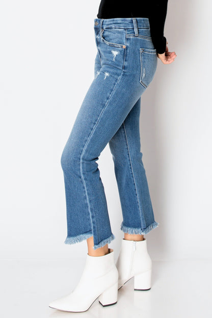 Eco Friendly Corset High Rise Crop Flare Jeans (medium Wash) in 5 (26) view 3 - High-Waisted - Eco Friendly Jeans Brands